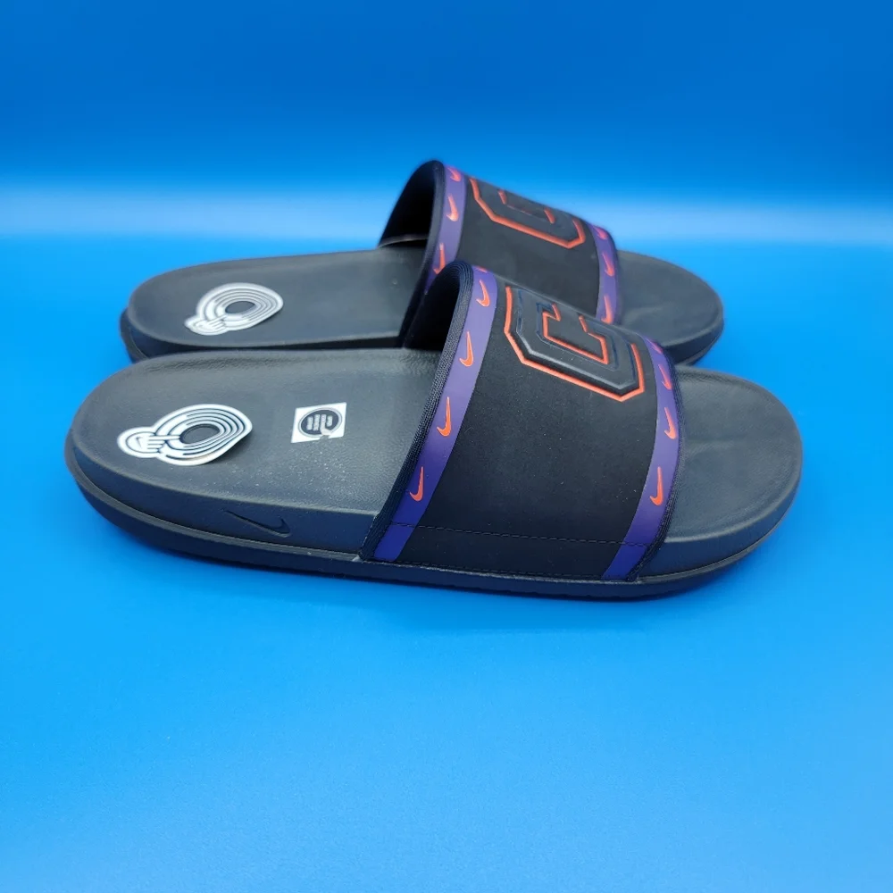 Nike OffCourt Clemson Tigers Slides Men's Size 7 Black Purple Orange Revive Foam